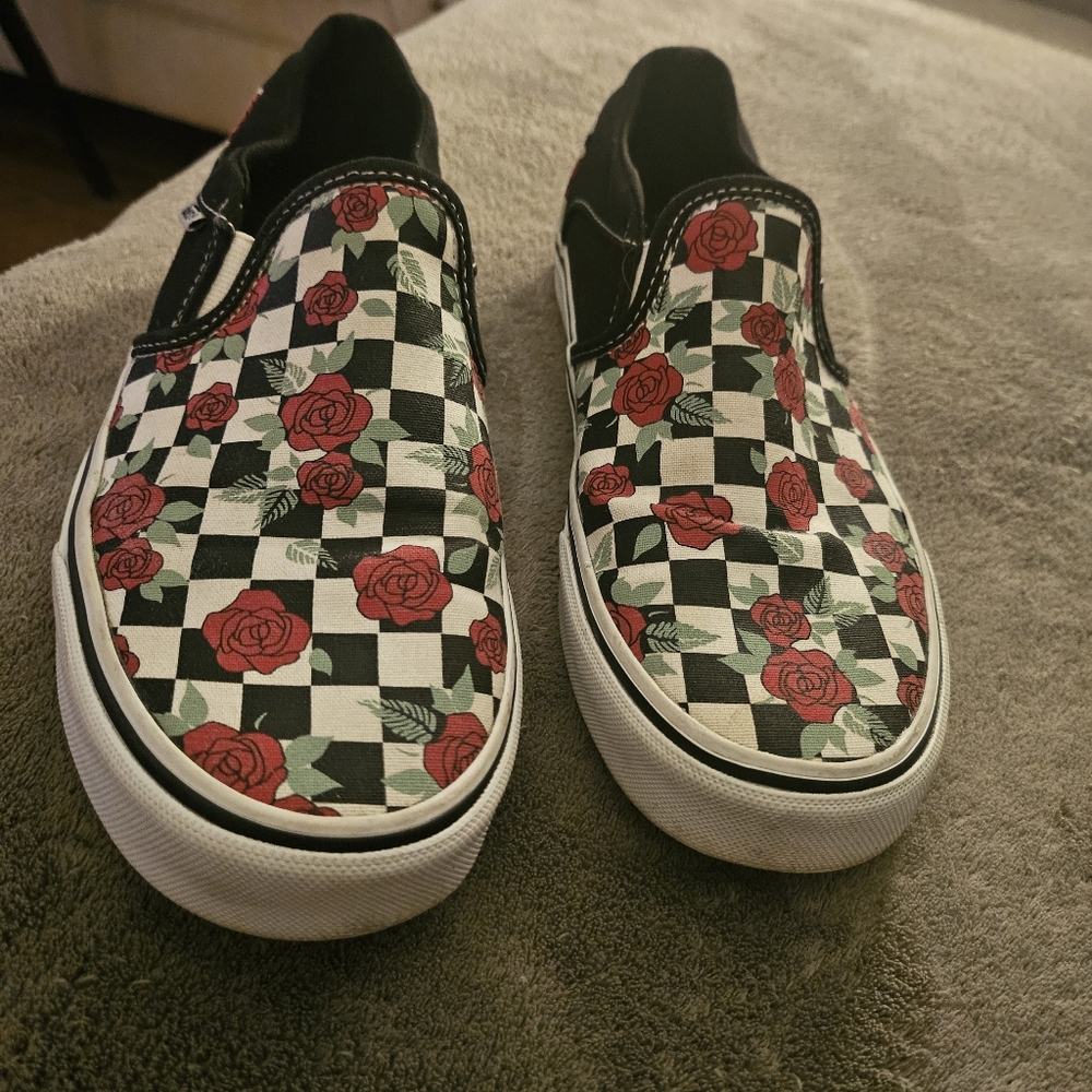 Vans Black and Red Checkerboard Sneakers